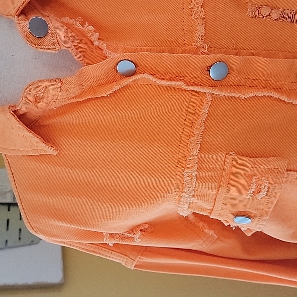Distressed, button up, long sleeve shirt, layering top - Picture 3 of 9